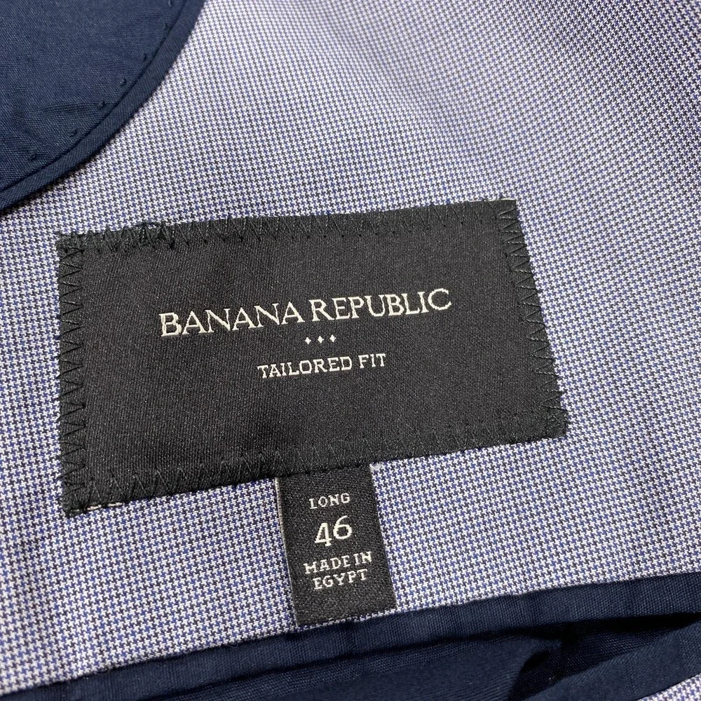 Banana Republic Blazer Jacket Mens 46 Long Slim Gray Cotton‎ Notch Lapel